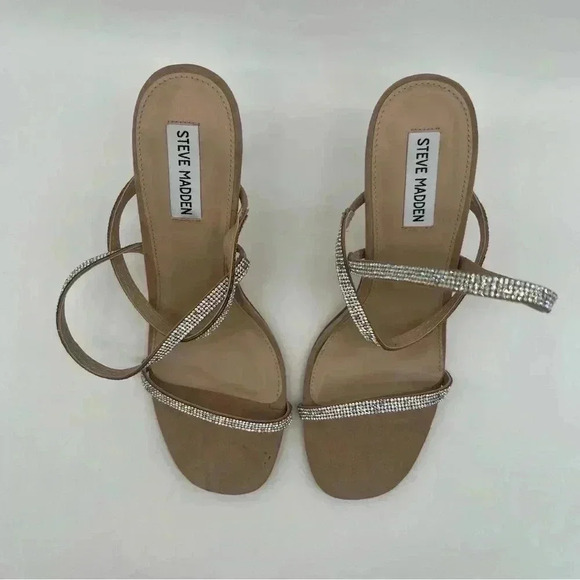 Steve Madden Snappy Crystal Strap Heeled Sandals - Size 11 - Holiday Glam - Picture 5 of 12
